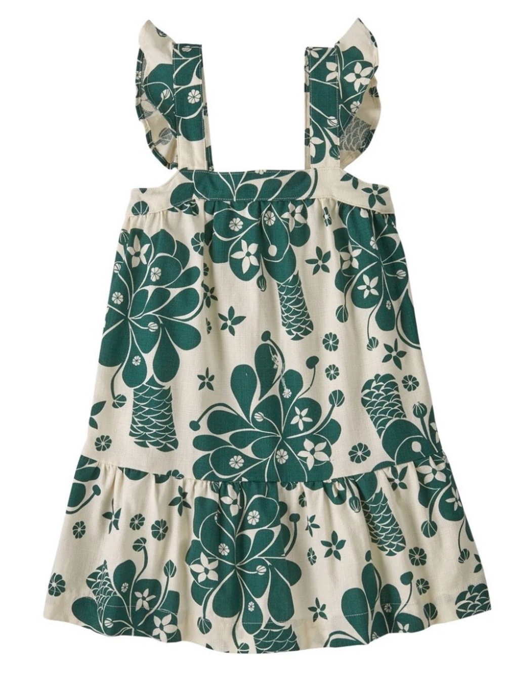 Patagonia Girls Green Floral Ruffle Strap Dress